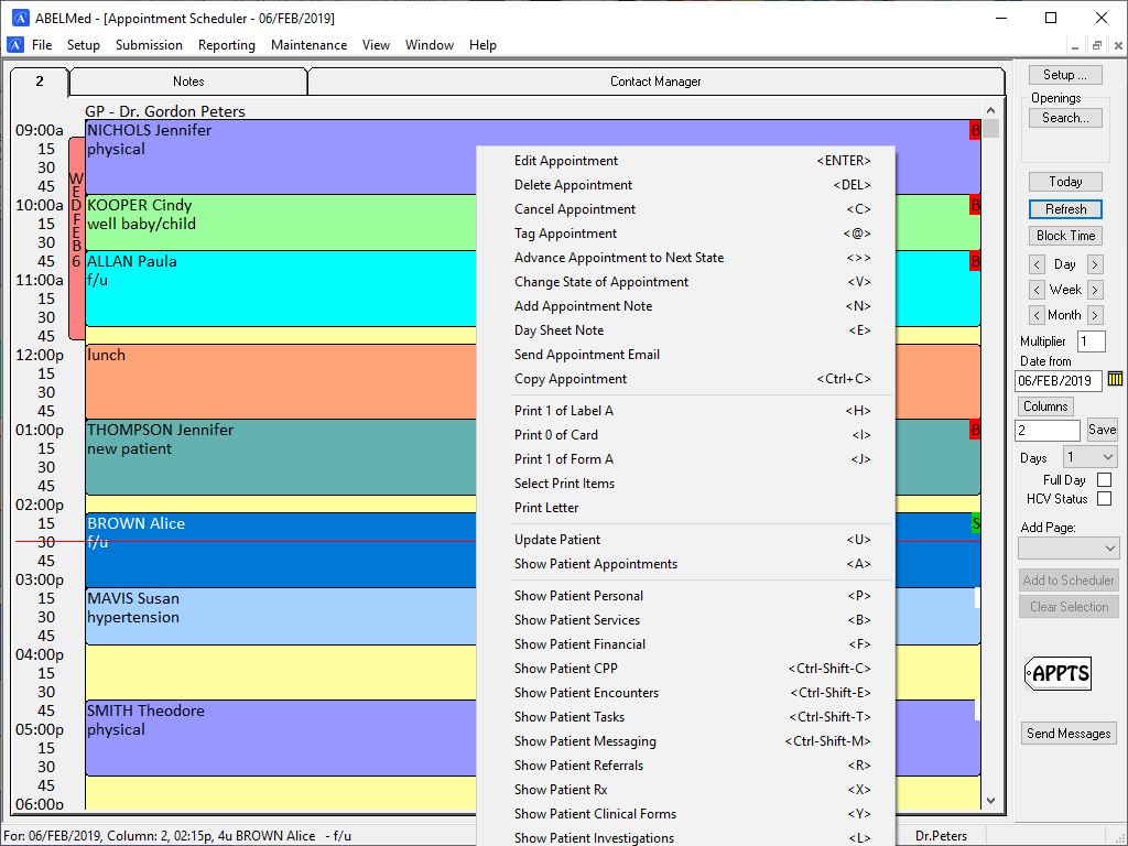 billing from scheduler screen