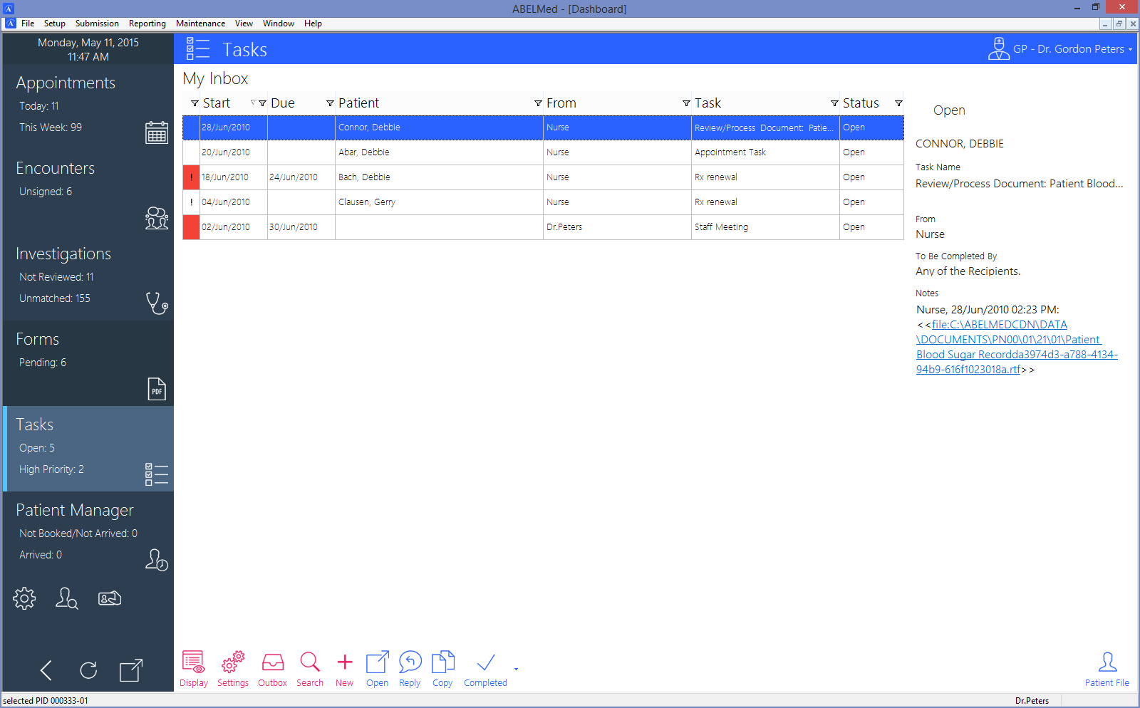 dashboard daily tasks